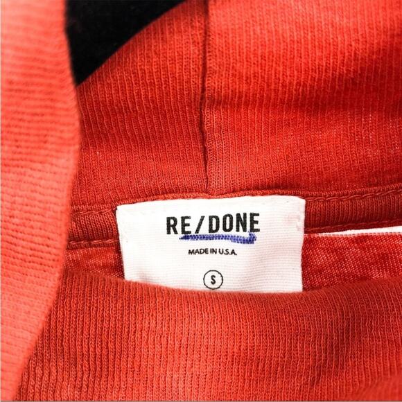 Re/Done Orange Striped Mock Neck Long Sleeve Shirt Top Small - Picture 3 of 6